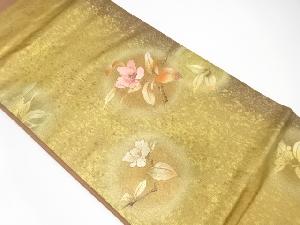 引き箔枝花模様刺繍名古屋帯